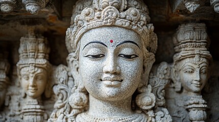 Obraz premium Serene Hindu Deity Carving in Sacred Temple Art