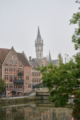 Fototapeta premium Foggy morning in Ghent, Belgium