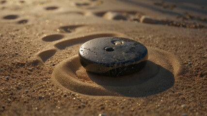 Zen stone on the sand floor