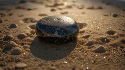 Zen stone on the sand floor