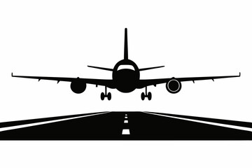 Black silhouette of aircraft icon, vector illustration