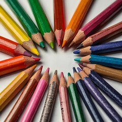 Naklejka premium A neatly arranged collection of colored pencils