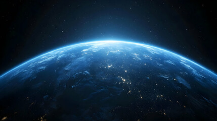 Obraz premium A Stunning 3D Render of Earth at Night with City Lights and Stars