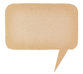 Blank cut out corrugated brown cardboard paper speech bubble with copy space for text on transparent background design element