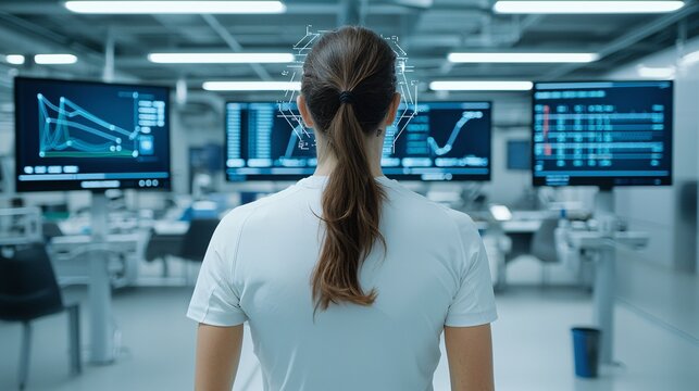 Cutting-Edge Sports Technology Lab for AI Performance Analysis - Real-Time Metrics Showcasing Athletes Speed Endurance and Agility in a Dynamic Environment