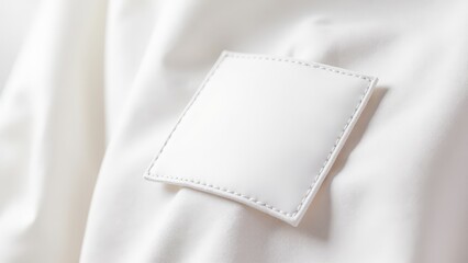 Vintage woven label mockup on light fabric, with clean edges and soft lighting ideal for logo displays.