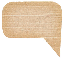 Blank cut out corrugated brown cardboard paper speech bubble with copy space for text on transparent background design element
