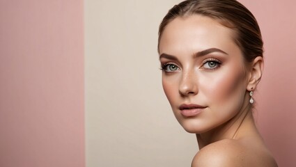 Fototapeta premium Elegant French Beauty with Soft Blush Tone