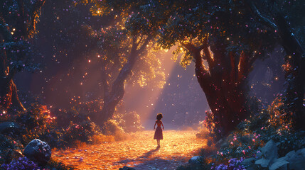Fototapeta premium Enchanted forest: where nature's magic comes alive. Enchanted. Illustration