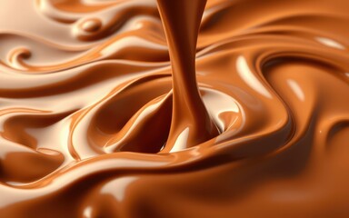 Chocolate being poured into a bowl, creating swirls and waves