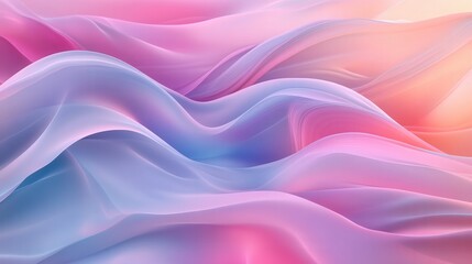 Obraz premium A modern abstract background with light, semi-transparent waves and soft gradients in muted pink, lavender, and sky blue, evoking a gentle, futuristic tone