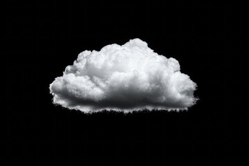 A fluffy white cloud floating against a dark background in a serene atmosphere