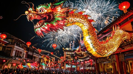 Experience the vibrant celebration of lunar new year with spectacular dragon lanterns and stunning...