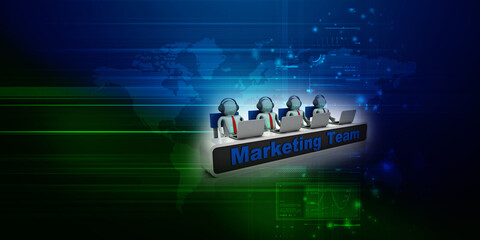3d rendering business team holding text marketing
