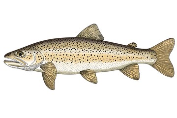 Obraz premium Brown Trout Fish Illustration.