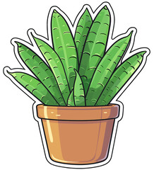 Cartoon sticker of an aloe vera plant