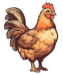 Fototapeta premium Cartoon sticker of Domestic chicken