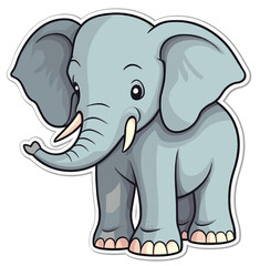 Fototapeta premium Cartoon sticker of a cute baby elephant