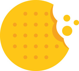 Simple vector illustration of a round cookie with a bite taken out of it and crumbs falling