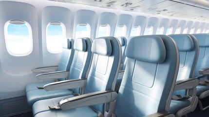 Fototapeta premium Sleek design of a contemporary passenger aircraft cabin with modern amenities and comfort