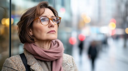 Portrait of a senior woman, deep in thought, expressive look captured. AI generated