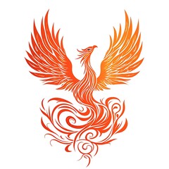Fototapeta premium Fiery Phoenix with swirling details.