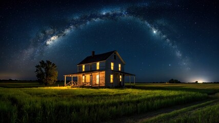 Capture the magic of night with this vintage farmhouse logo.  Perfect for rustic charm.