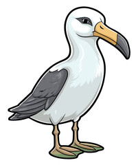Obraz premium Cartoon sticker of Albatross over white background