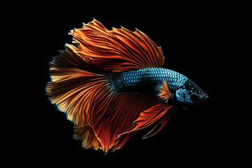 Fototapeta premium Dancing betta fish on dark background
