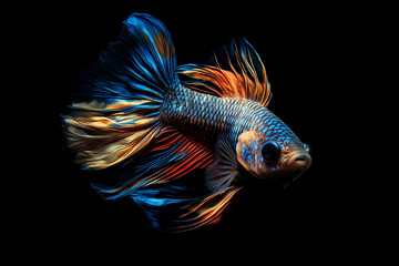 Fototapeta premium Dancing betta fish on dark background