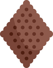 Tasty looking square chocolate cracker with dots is sitting on a white background