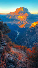 Sunrise hike with mountain vistas and deep valleys awe-inspiring