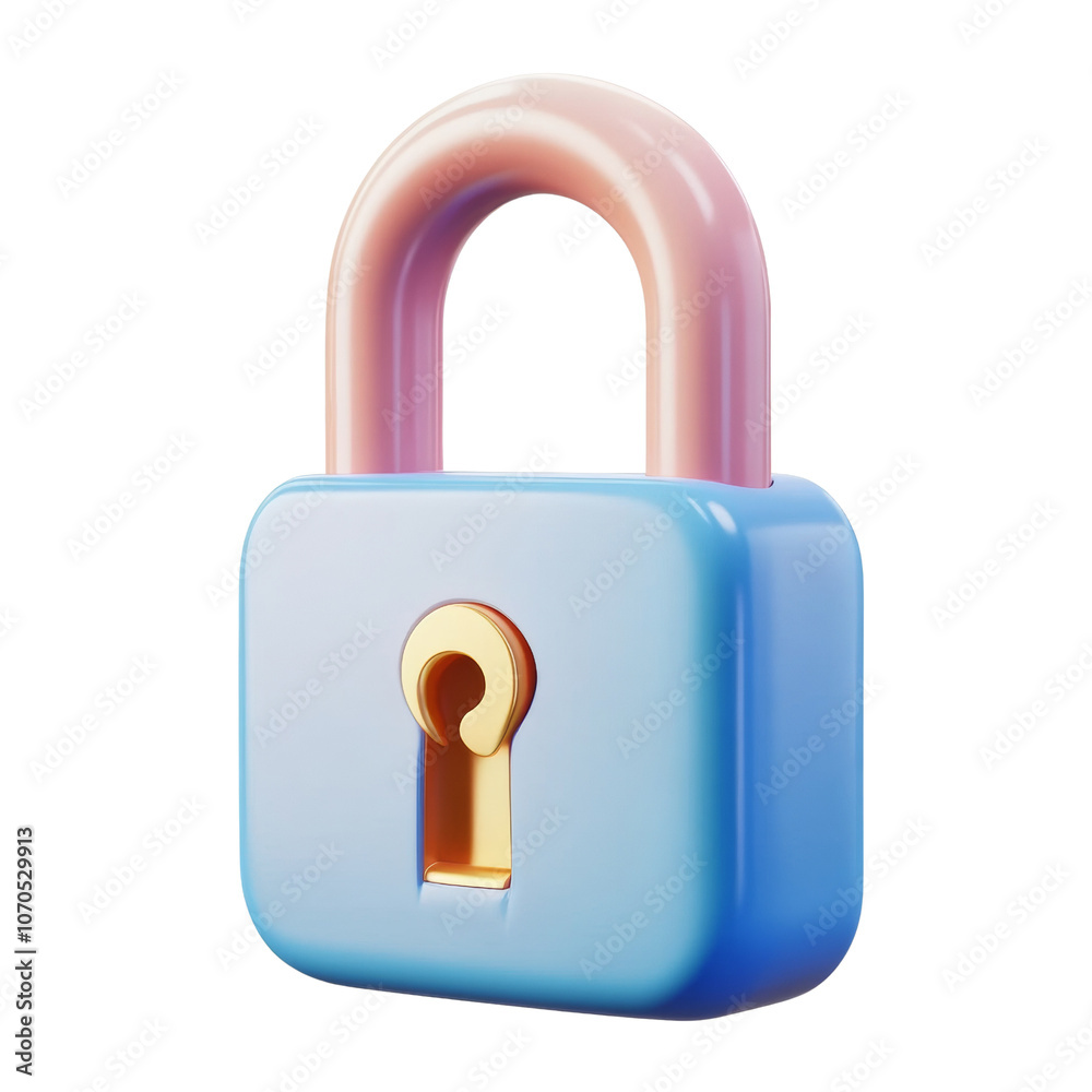 Poster 3d padlock icon - security and privacy concept