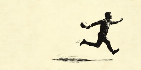 A simple drawing of a determined man running towards a prize, set against a plain background.