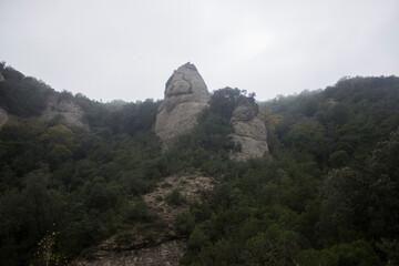 mountain tops in fog and clouds