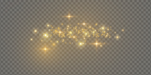 Beautiful sparks shine with special light. The dust sparks and golden stars shine with special light. Christmas Abstract stylish light effect.