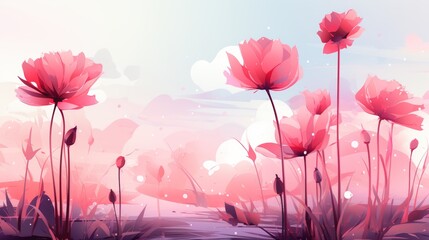 Obraz premium Abstract Spring Flowers Background, Delicate Peach and Lilac Hues in Soft and Dreamy Floral Design
