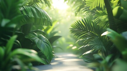 Fototapeta premium Green foliage 3D 11.11 surrounded by tropical leaves