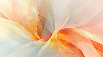 Obraz premium An elegant abstract background with semi-transparent petal-like shapes in warm, light colors such as cream, soft yellow, and peach
