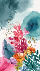 Watercolor and mixed media art in illustration background