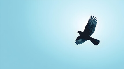 Fototapeta premium A minimalist bird in flight, symbolizing freedom from stress and emotional release.