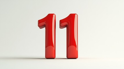 3D bold numbers 11.11 in bright red with a clean white background