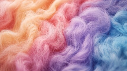 Obraz premium Close-up of a soft, fluffy wool texture in pastel colors, showing intricate fibers and subtle shading