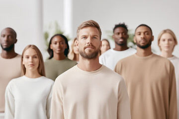 Obraz premium A cohesive group of people showcases diversity and unity in a contemporary setting, embodying strength and confidence