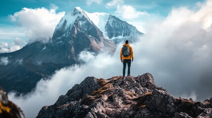 inspiration image with a lonely man facing mountains