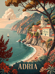 A vintage poster of the Adriatic Sea in the 1950s