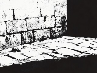 Fototapeta premium Simple Ink Graphics of Wrecked Wall