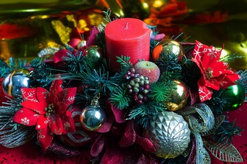 christmas candle and decorations