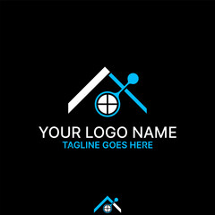 Logo design graphic concept creative premium vector stock image graphic simple unique home roof house window dot tech app Related to property mortgage