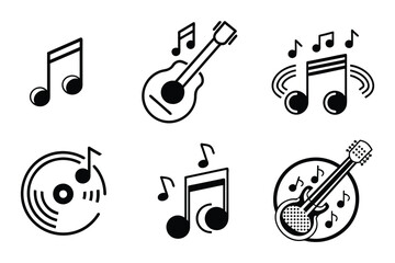 Music icon bundle set in line art style